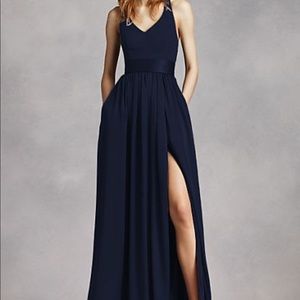 V Neck Halter Gown With Sash